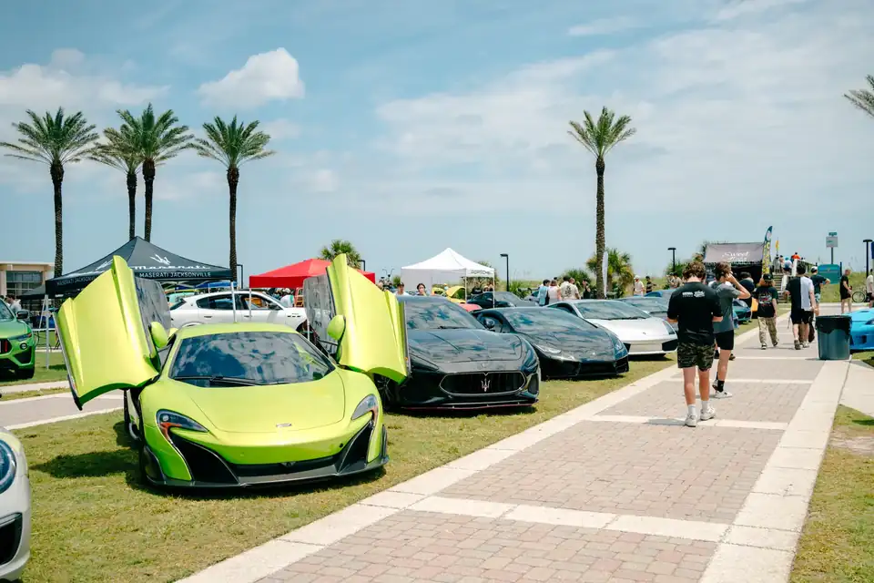 Green McLaren with doors open