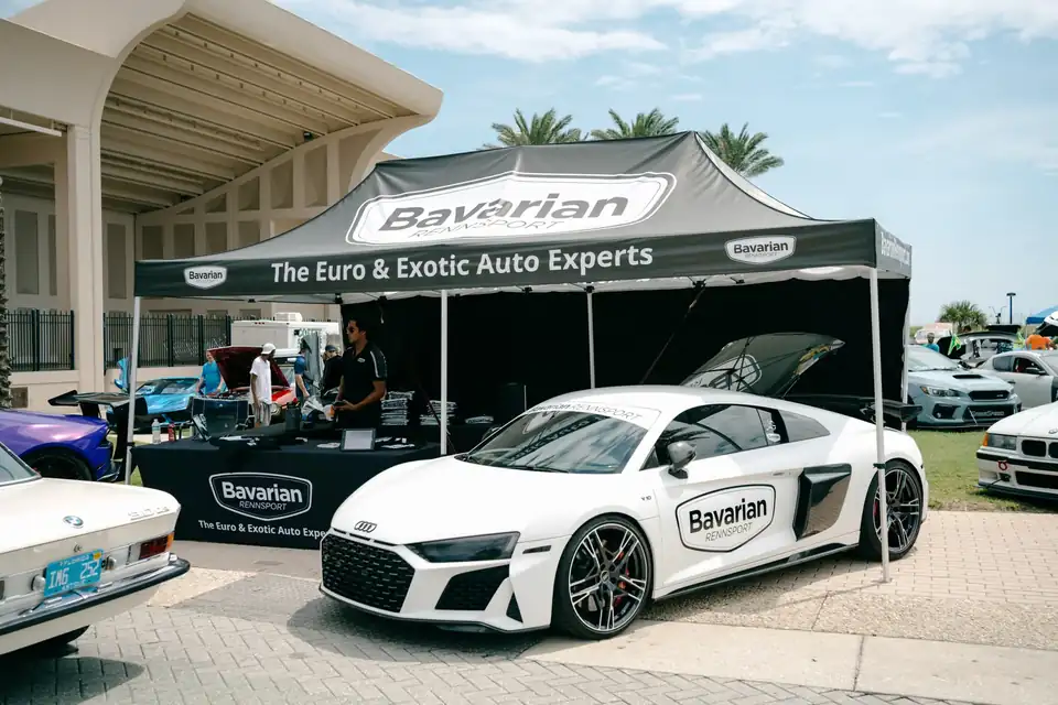 Audi R8 at a vendor tent