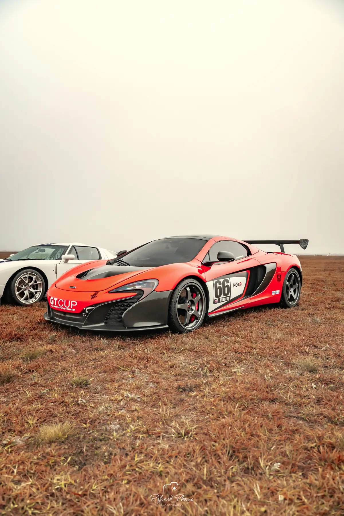 McLaren on the show field in the morning fog