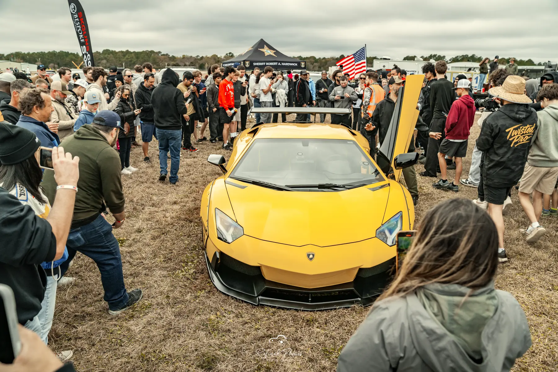 The crowd at the car unveiling, Wings N&rsquo; Wheels 2026