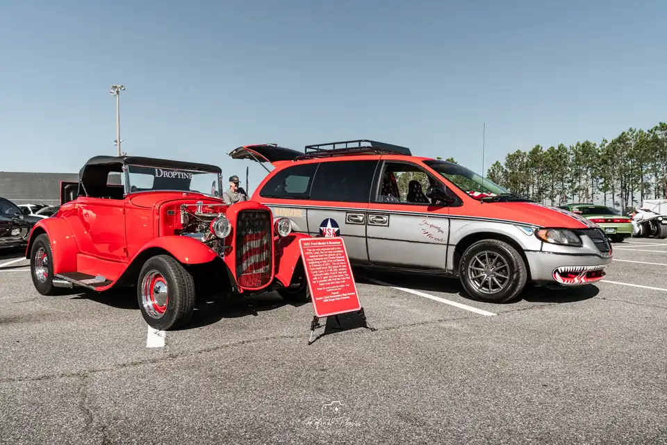 Classic hot rods in the car show