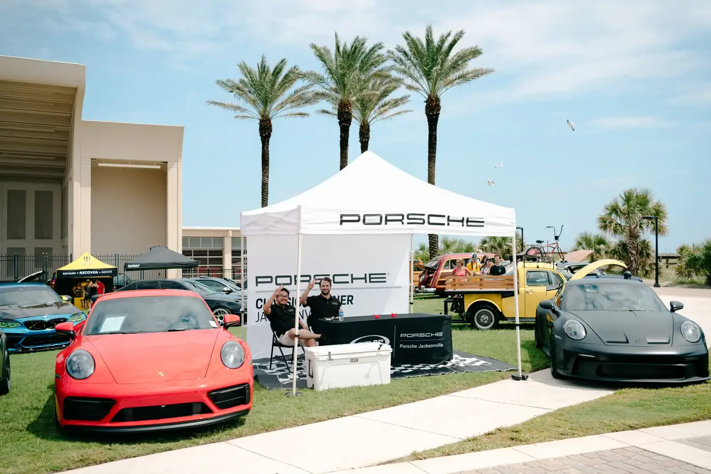 Porsche activation tent on the show field at The Summer Showcase